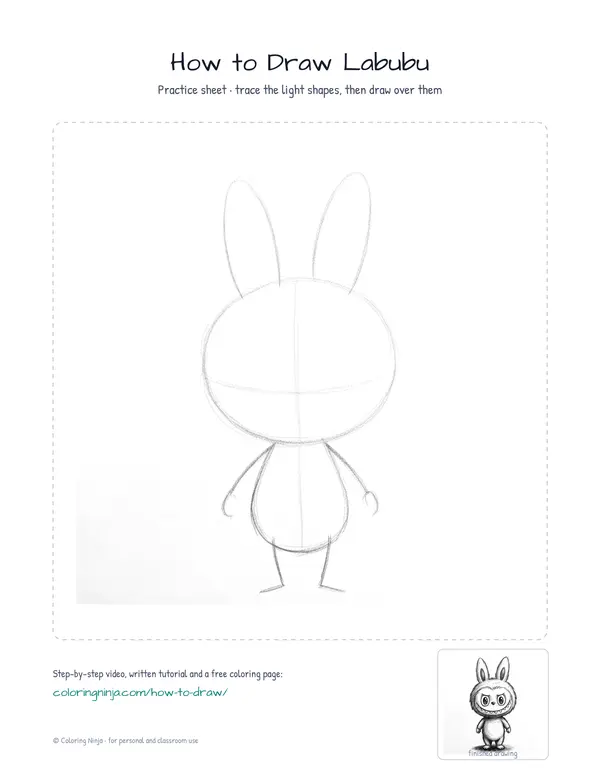 Printable practice sheet: the guide shapes in light grey to trace over