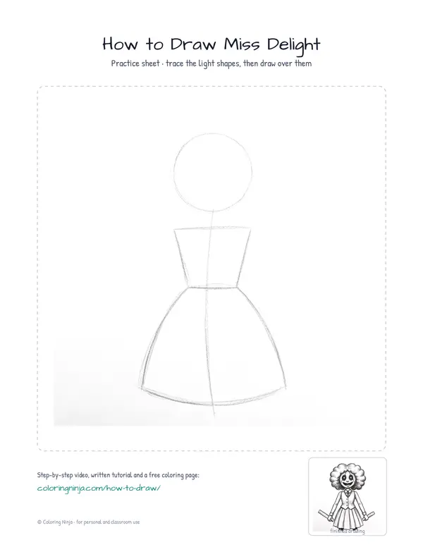 Printable practice sheet: the guide shapes in light grey to trace over
