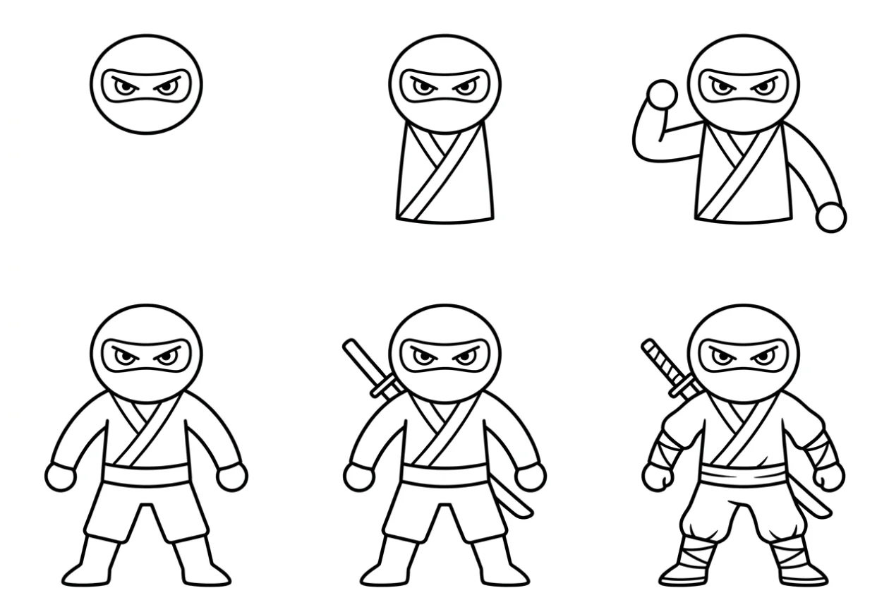 How to draw Ninja - all steps