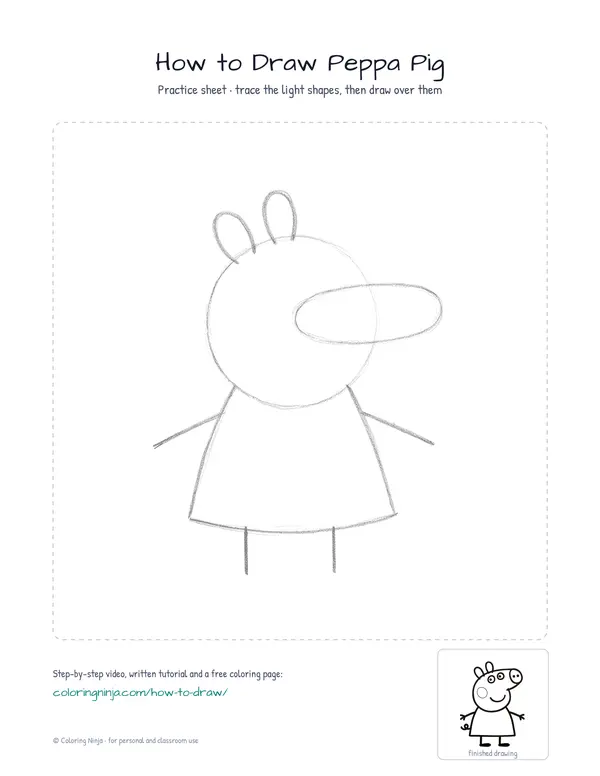 Printable practice sheet: the guide shapes in light grey to trace over