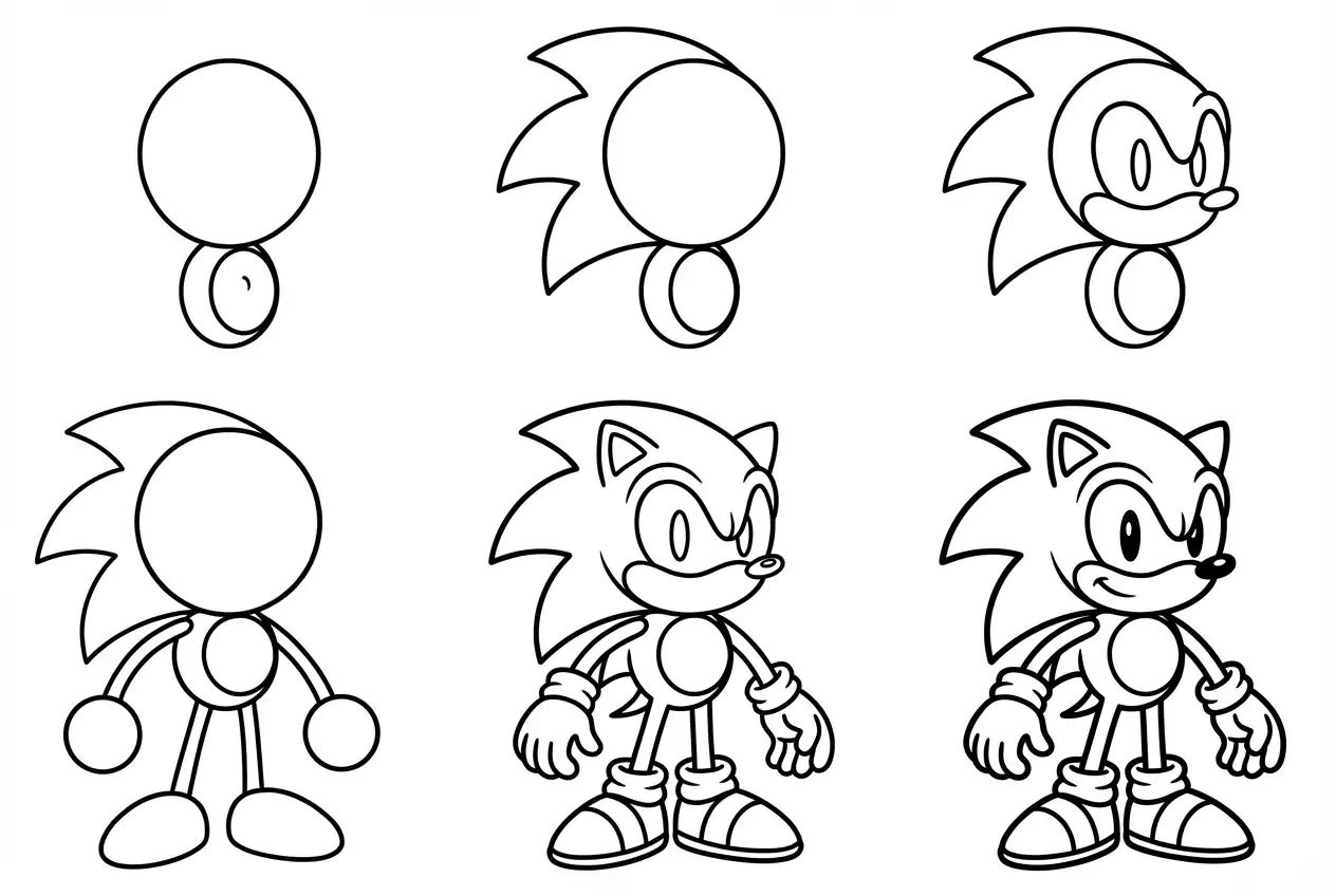 How to draw sonic the hedgehog - all steps