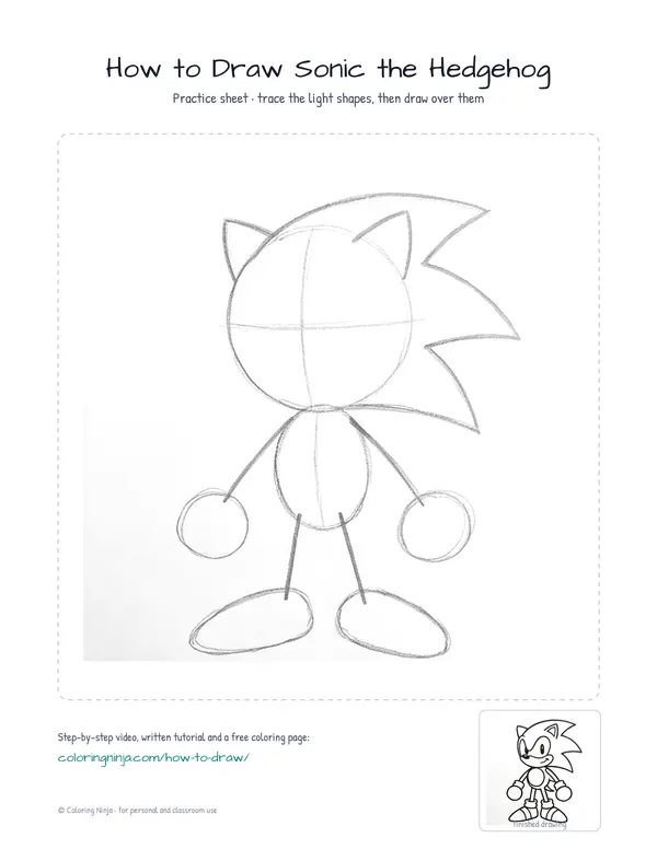 Printable practice sheet: the guide shapes in light grey to trace over