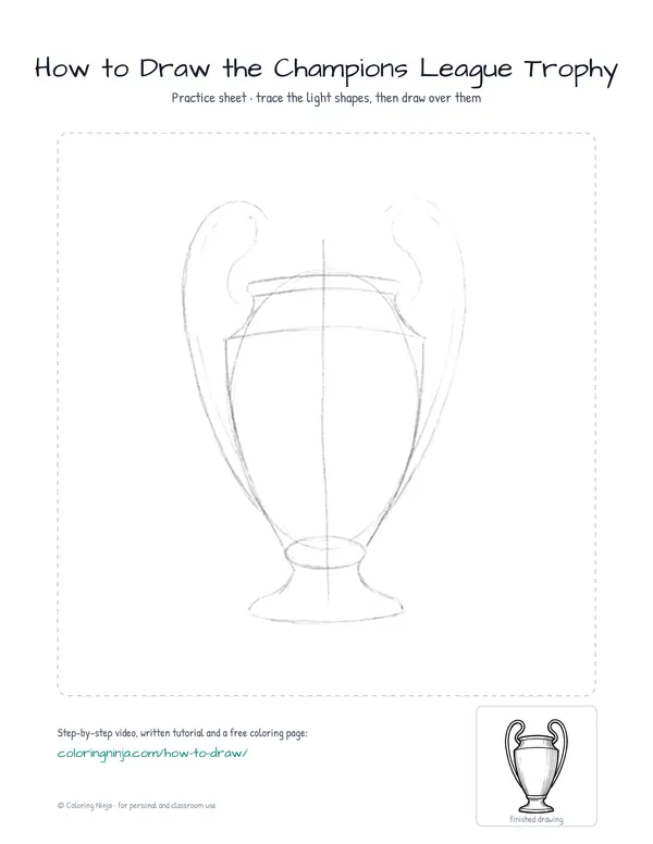 Printable practice sheet: the guide shapes in light grey to trace over
