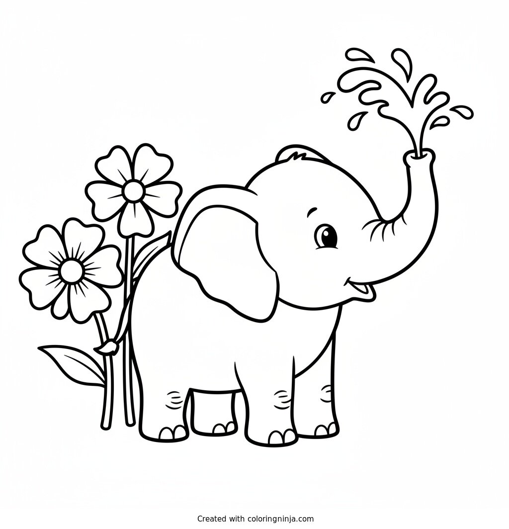 Baby Elephant Coloring Page
