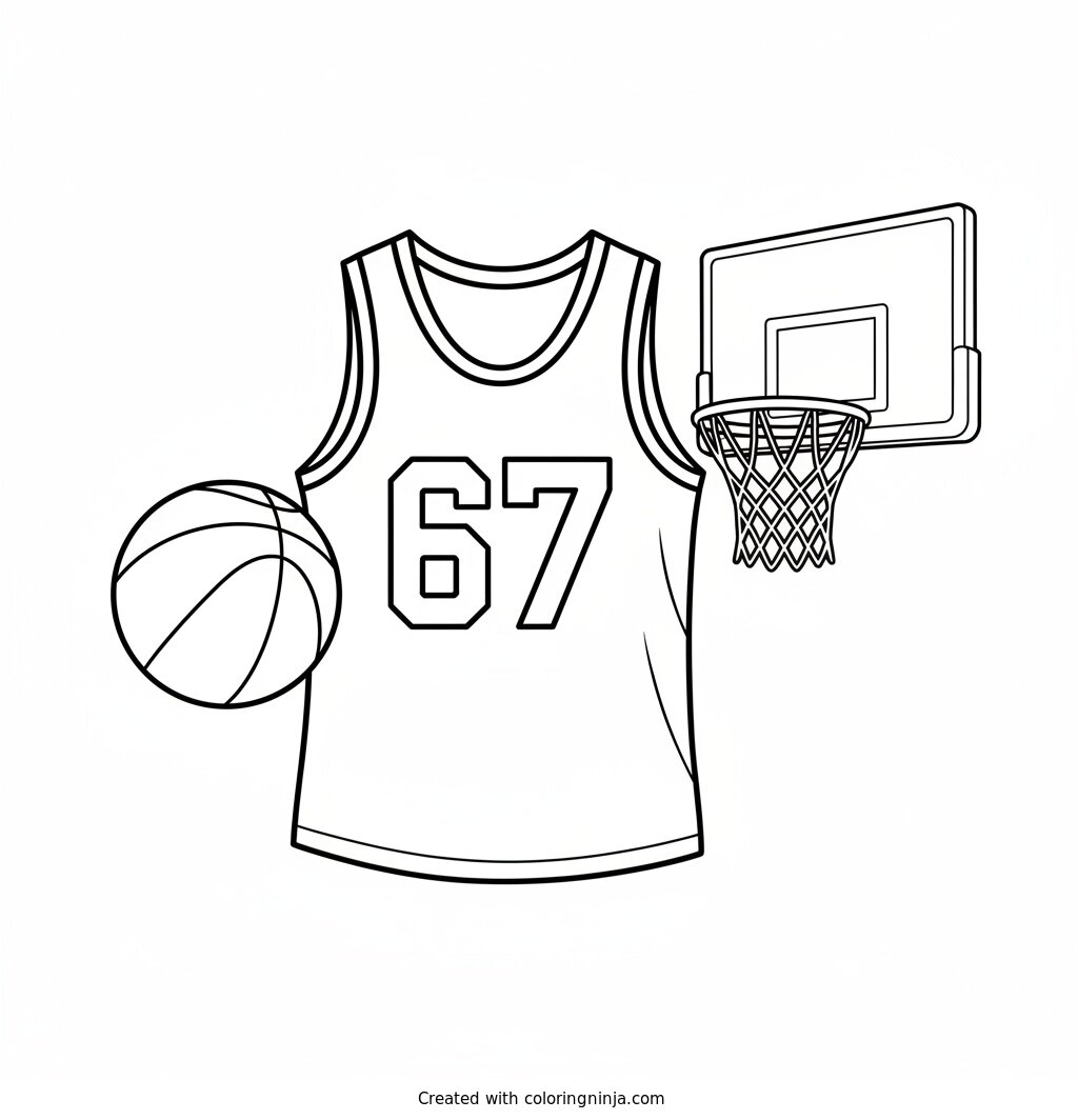 6 7 Basketball Jersey Coloring Page