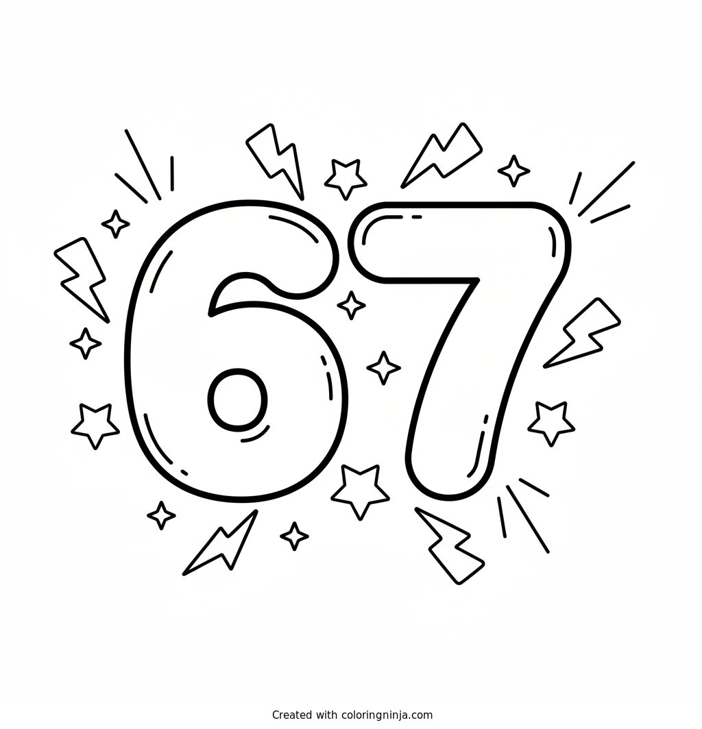 6 7 Bubble Numbers Coloring Page
