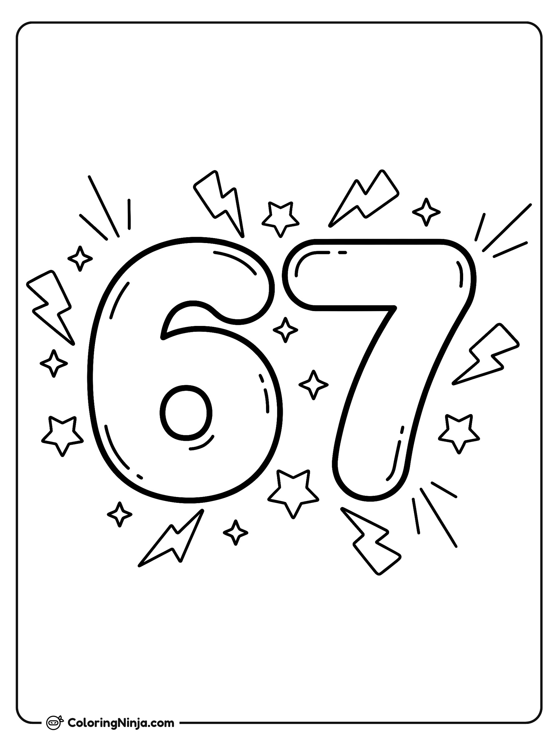 Números 6 y 7 estilo burbuja: dibujo para colorear