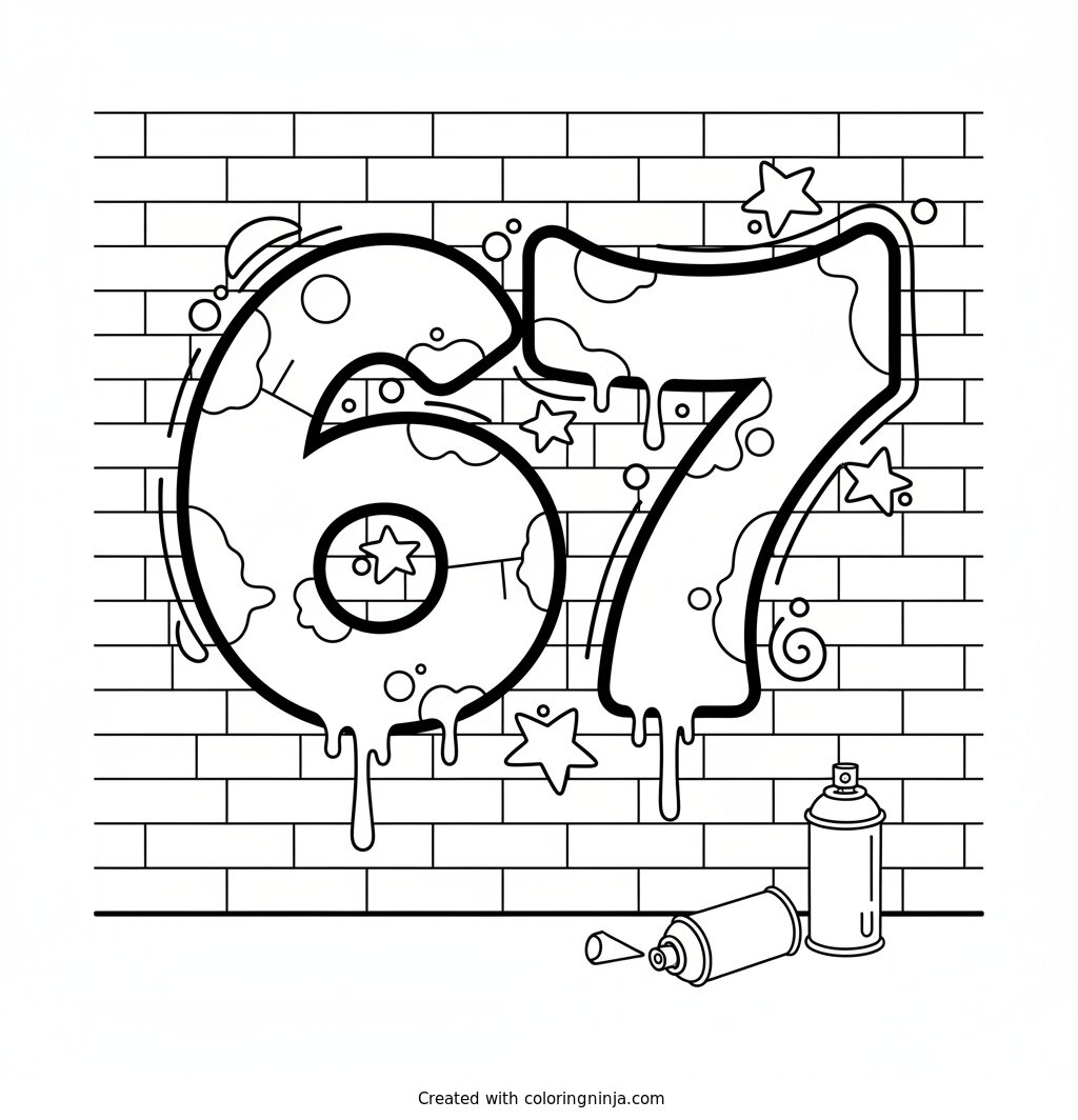 6 7 Graffiti Wall Coloring Page