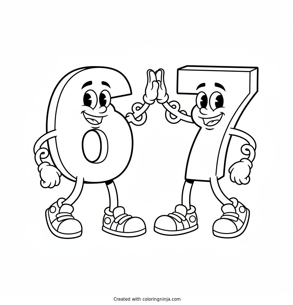 6 7 Number Buddies Coloring Page
