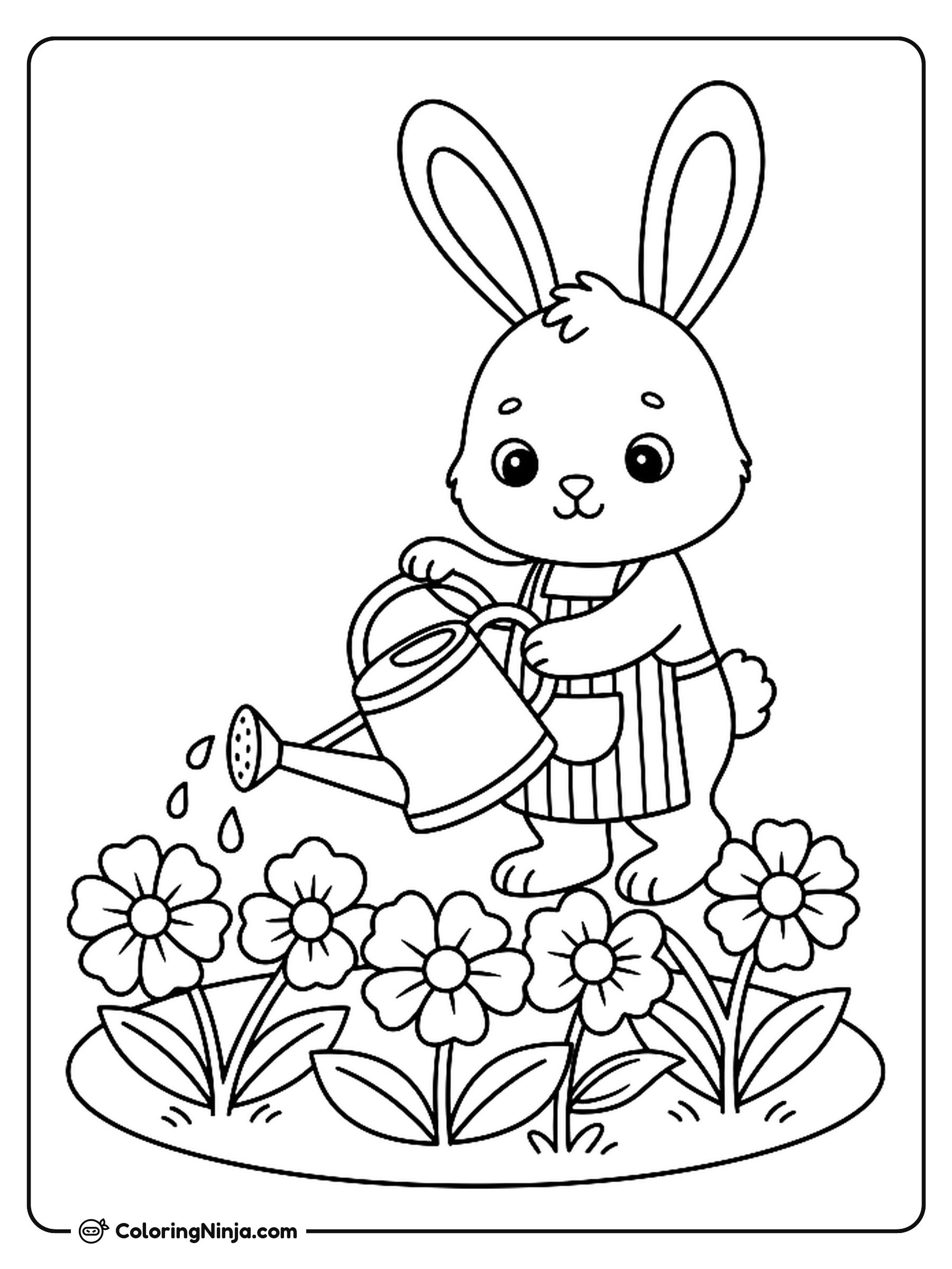 Cute Animals in a Garden Coloring Page