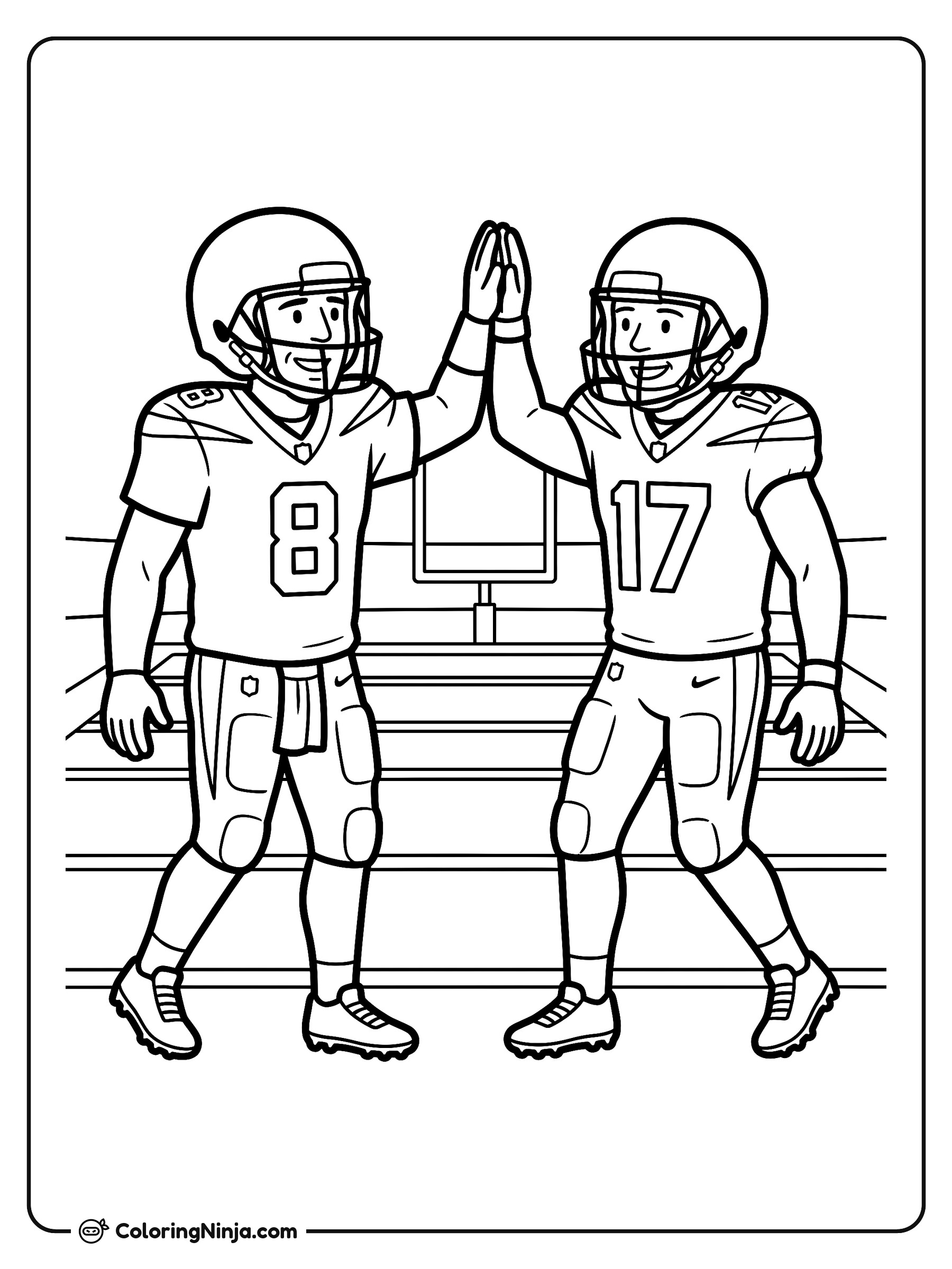 Aaron Rodgers Teammate High Five Coloring Page