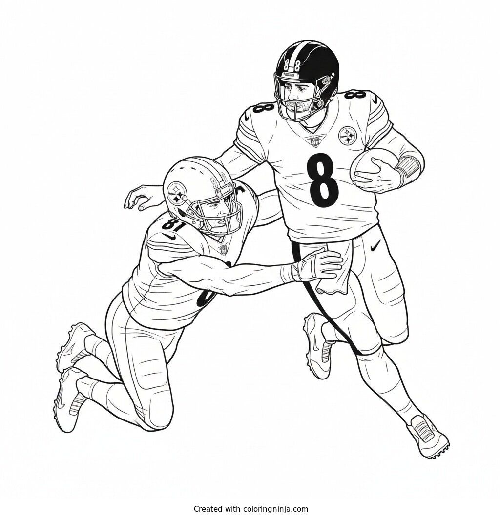 Aaron Rodgers Scrambling Away Coloring Page