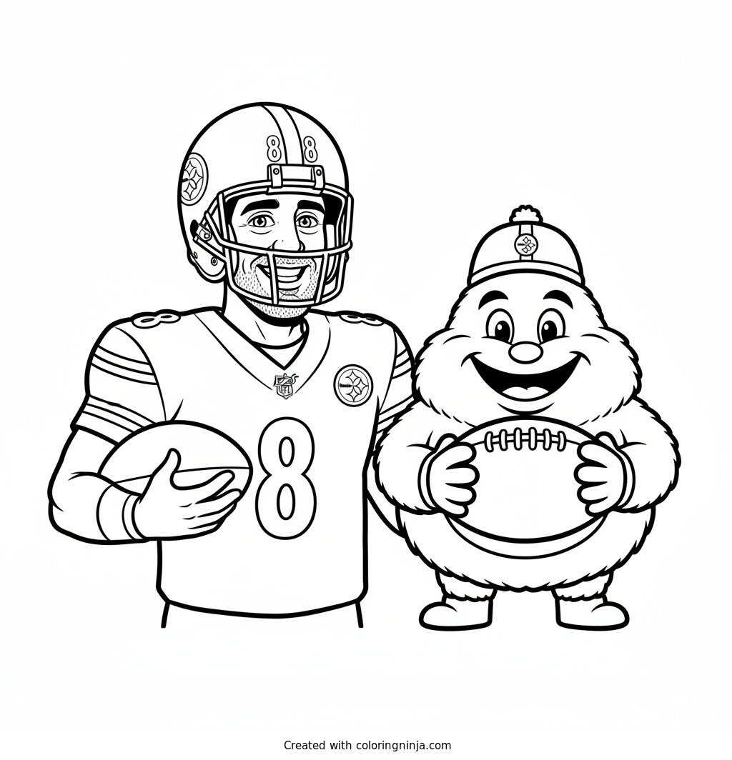 Aaron Rodgers Cartoon Quarterback Mascot Coloring Page