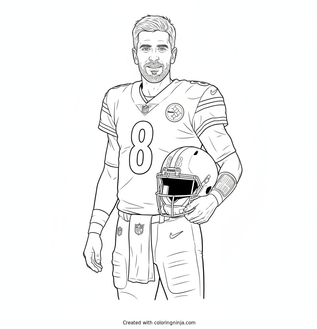 Aaron Rodgers Sideline Player Portrait Coloring Page