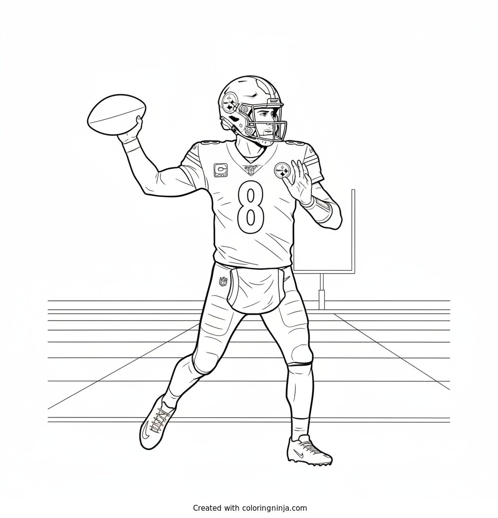 Aaron Rodgers Throwing Deep Pass Coloring Page