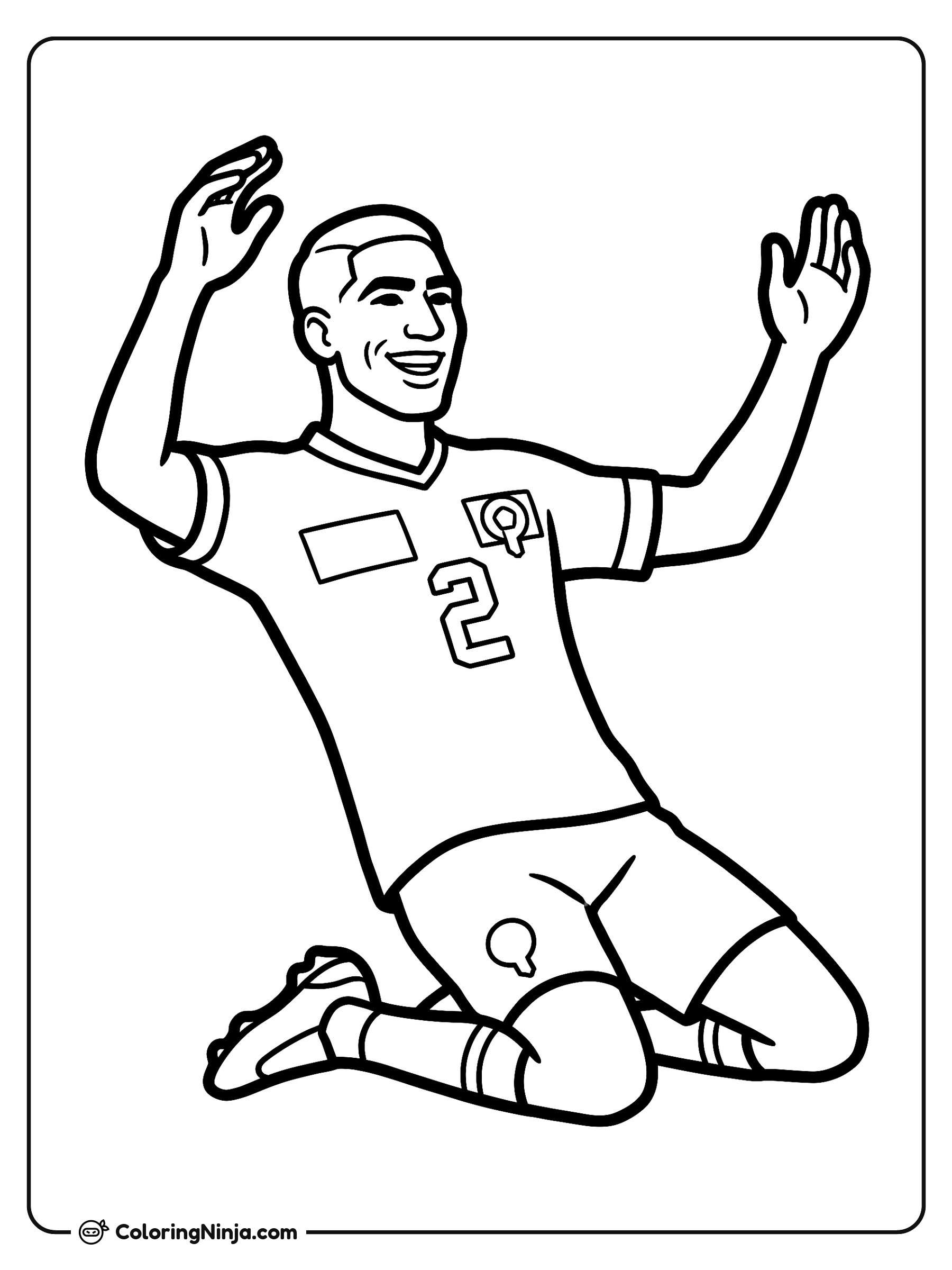 Achraf Hakimi Sliding Celebration Coloring Page