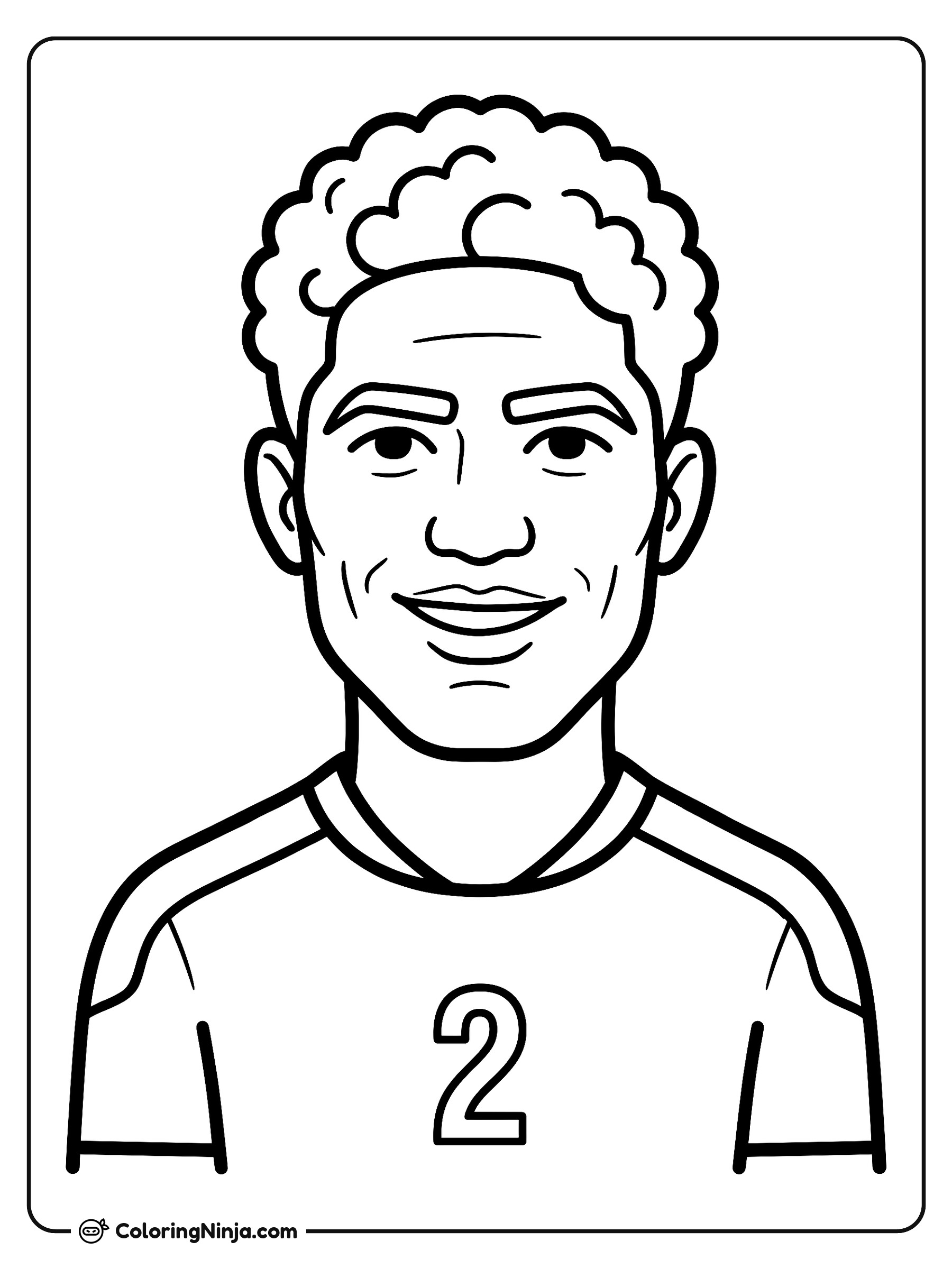 Achraf Hakimi Player Portrait Coloring Page