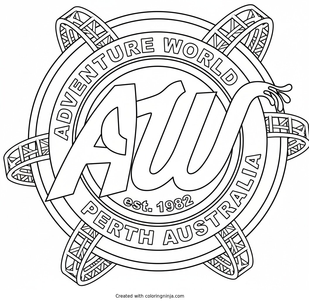 Coloring page of Adventure World Perth Australia Logo