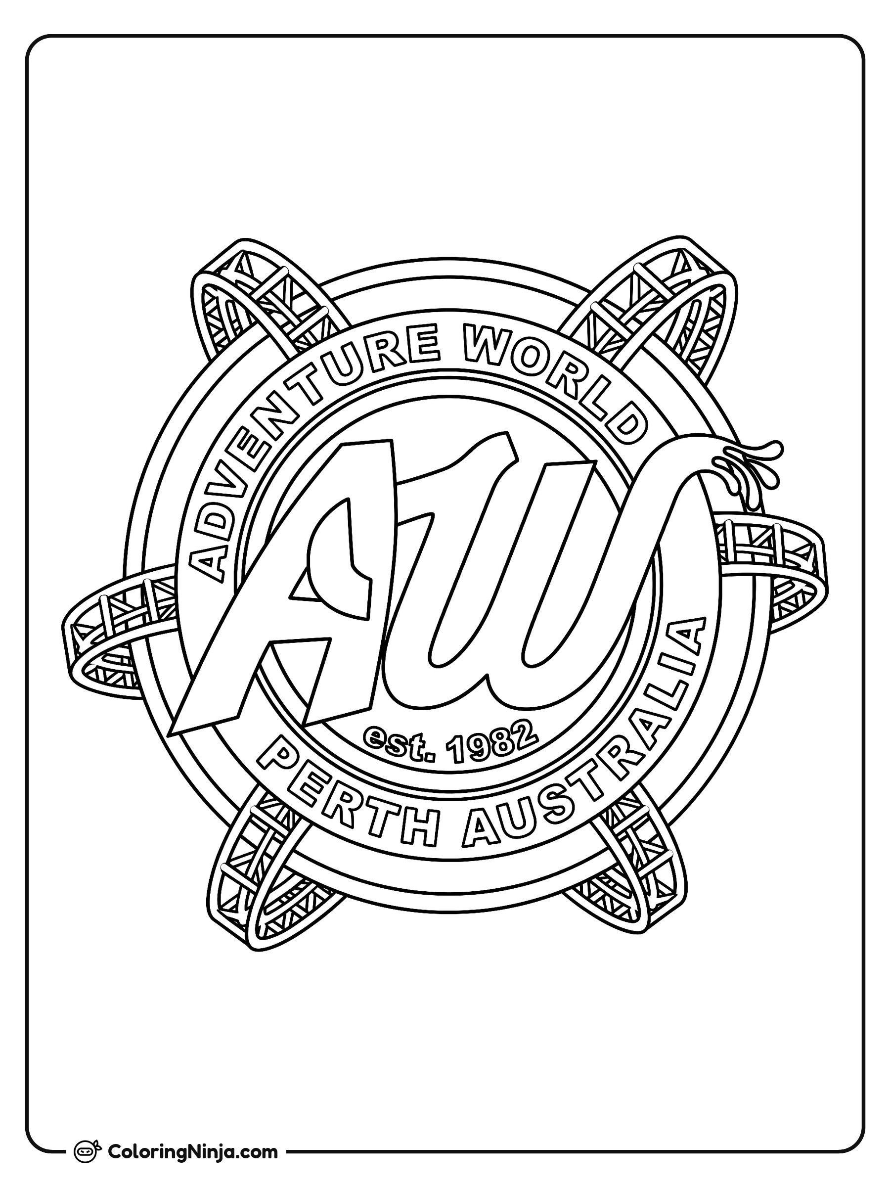 Logo de Adventure World Perth Australia: dibujo para colorear