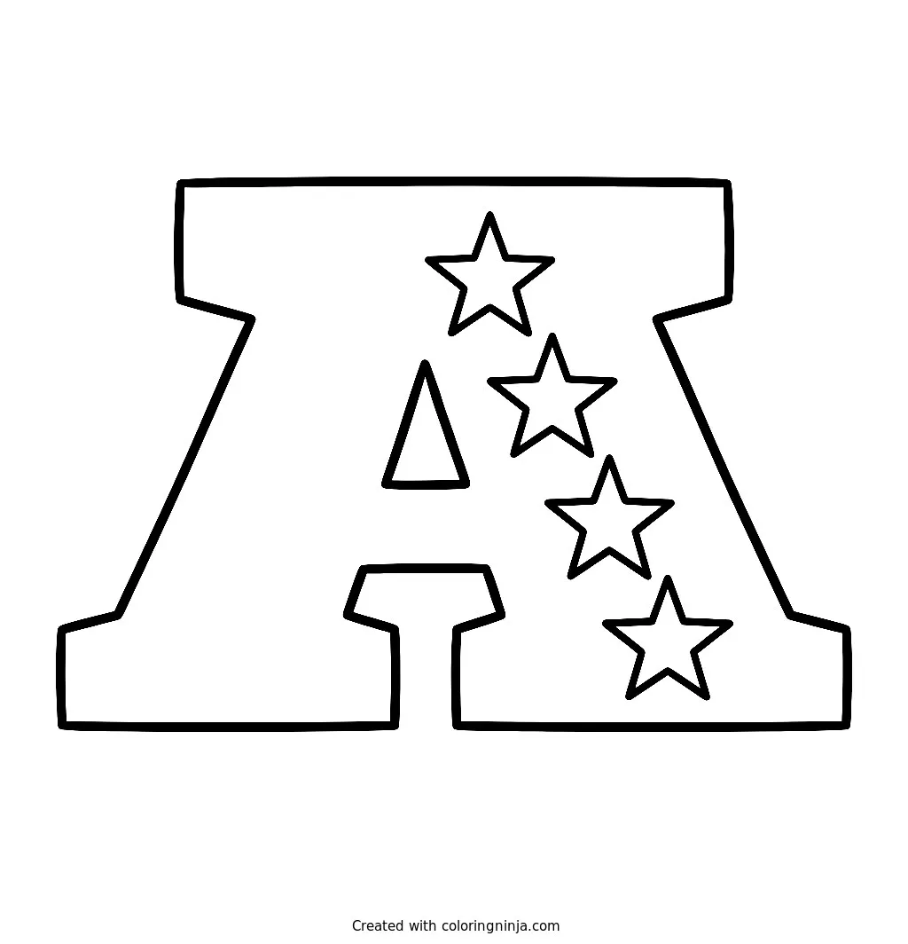 Logo de la AFC, dibujo para colorear: Esta imagen muestra el logo oficial de la AFC, formado por una gran letra A mayúscula y cuatro estrellas alineadas a su lado.