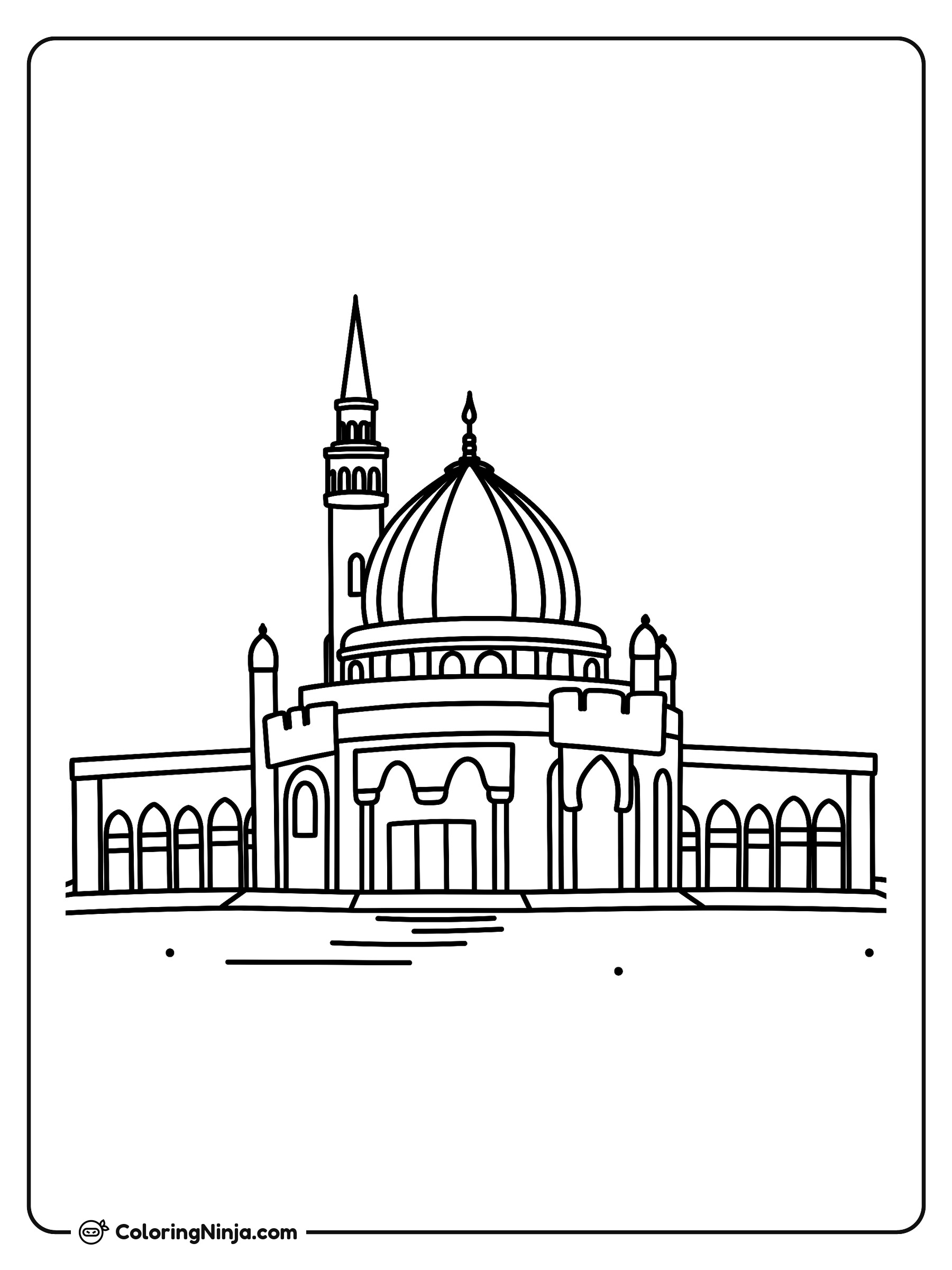 Arquitectura de la Mezquita de Al-Azhar en El Cairo: dibujo para colorear