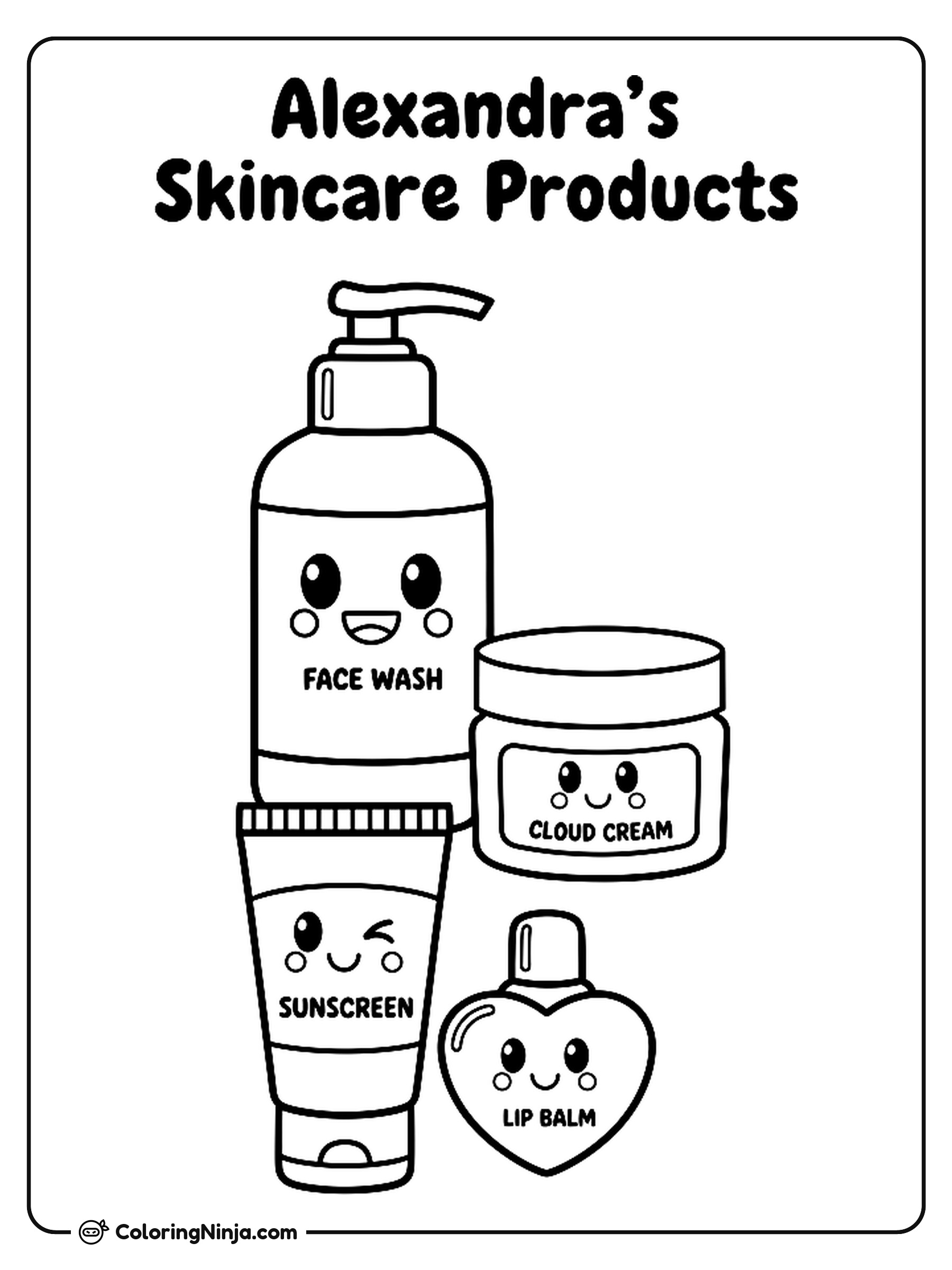 Alexandra Skincare Products Coloring Page