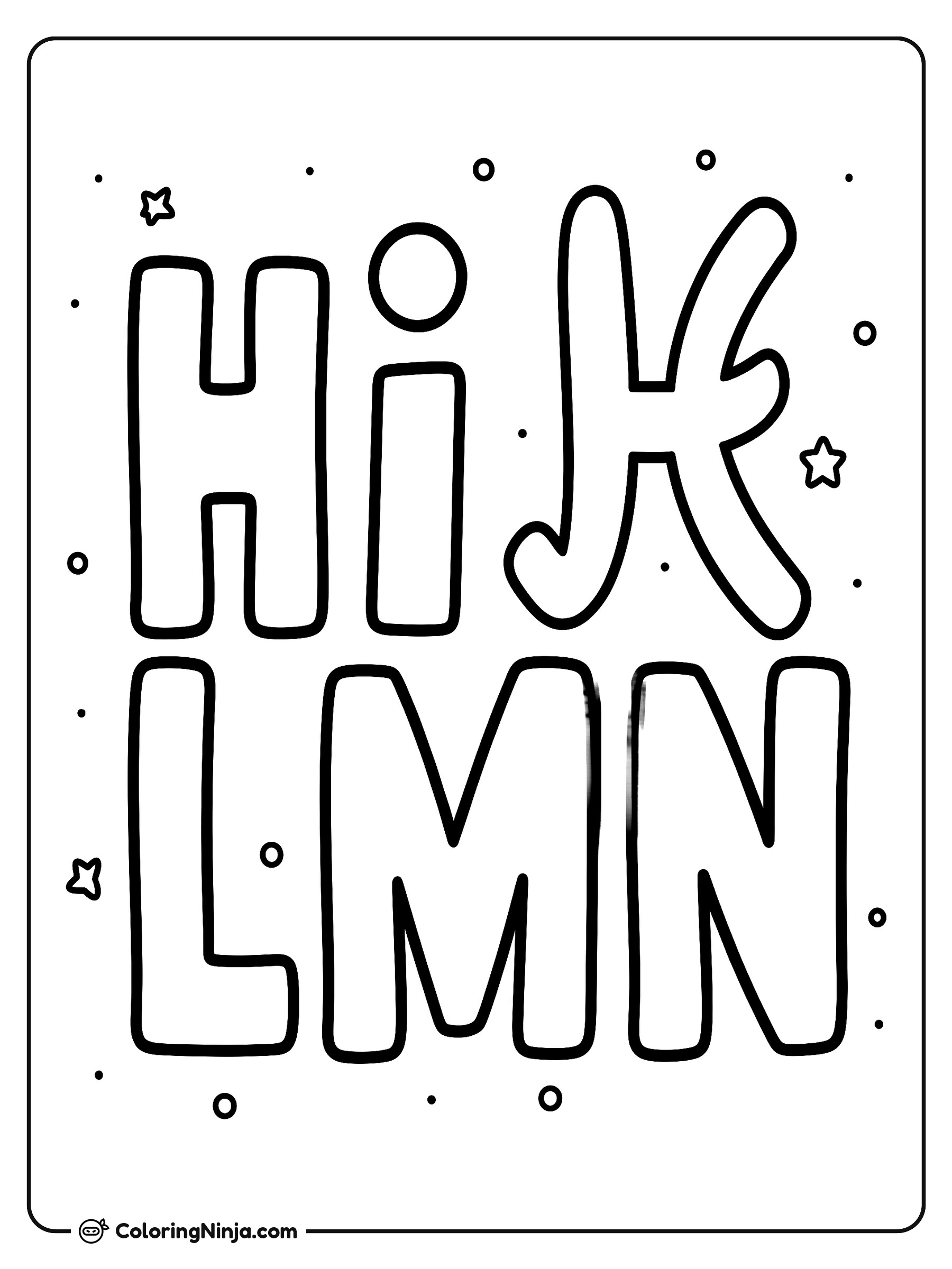 Letras del abecedario de la H a la N: dibujo para colorear