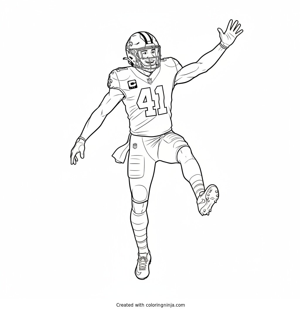 Alvin Kamara Scores a Touchdown Coloring Page