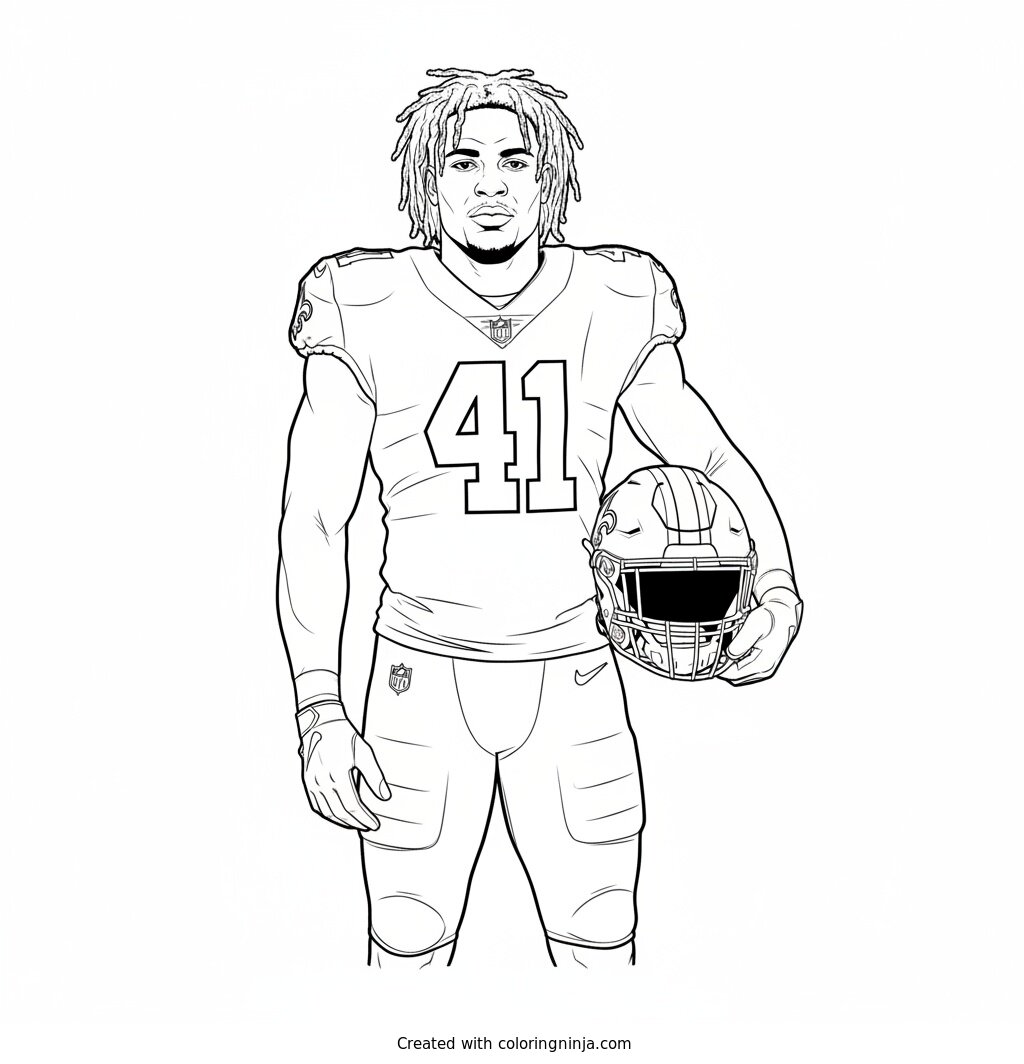 Alvin Kamara Helmet Under Arm Coloring Page