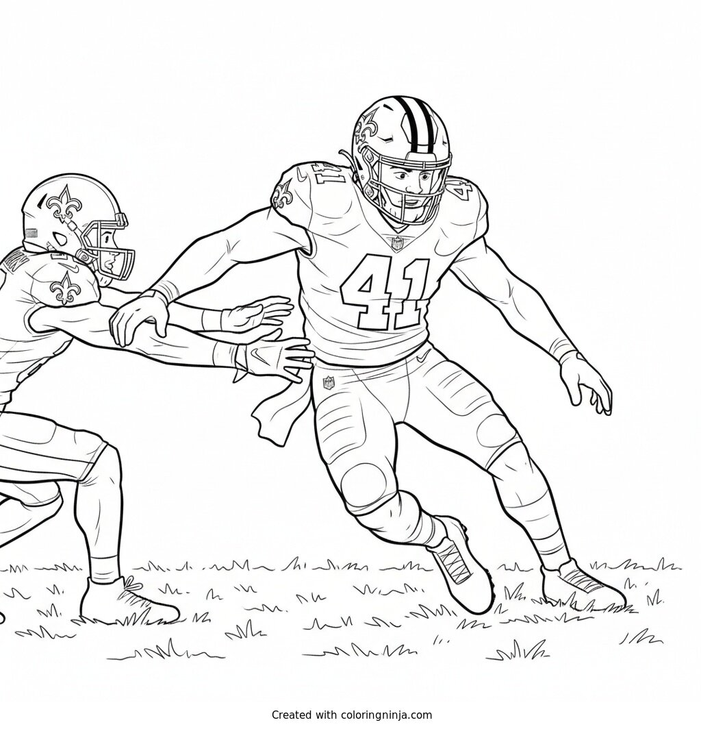 Alvin Kamara Scrambles Past Defenders Coloring Page