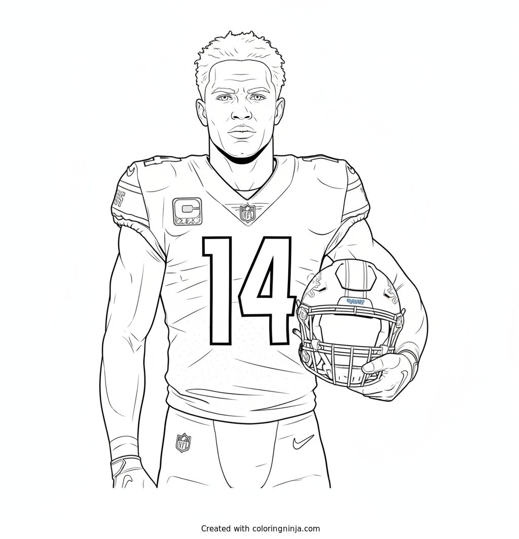 Amon-Ra St. Brown Sideline Portrait Coloring Page