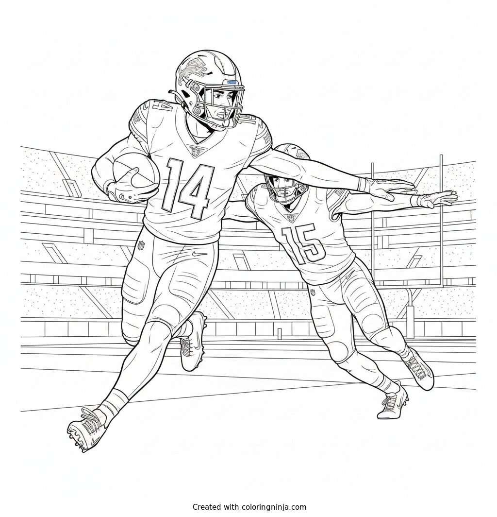 Amon-Ra St. Brown Sideline Run Coloring Page