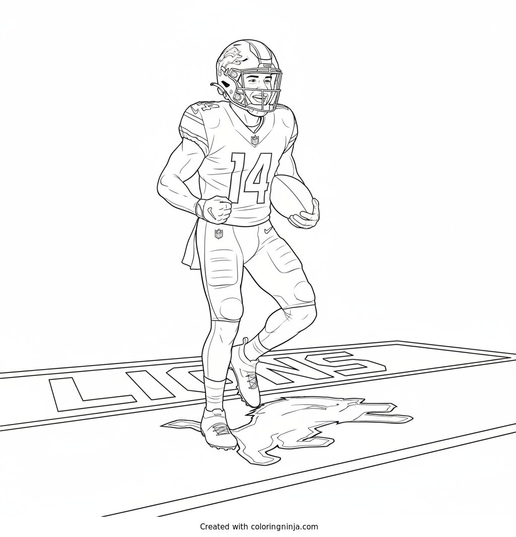 Amon-Ra St. Brown Touchdown Celebration Coloring Page