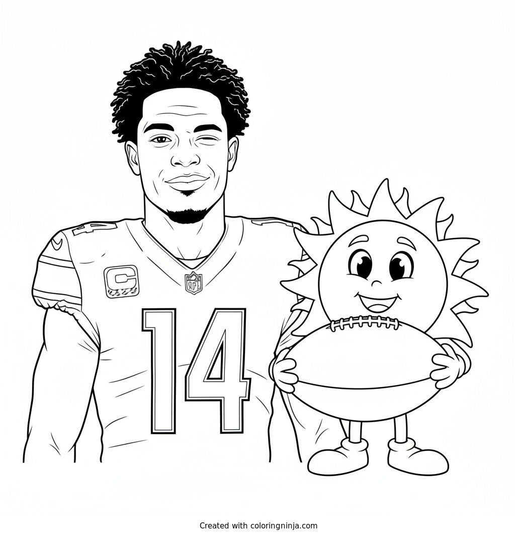 Amon-Ra St. Brown Cartoon Receiver Coloring Page