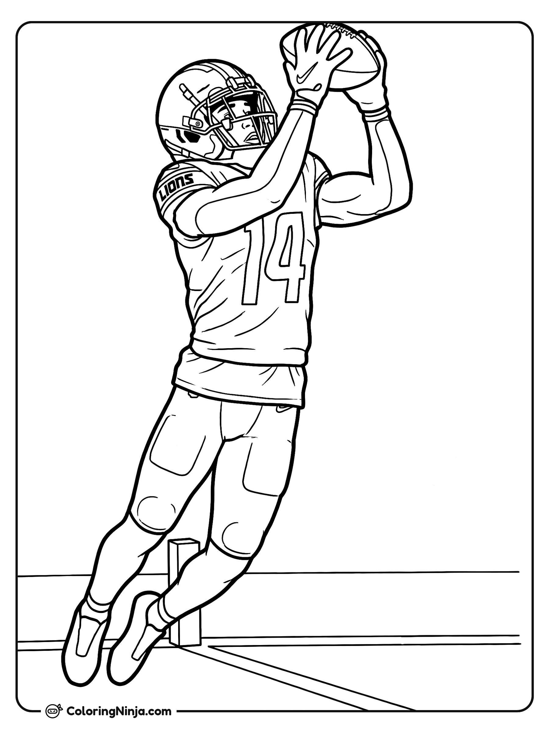Amon-Ra St. Brown High Leap Coloring Page