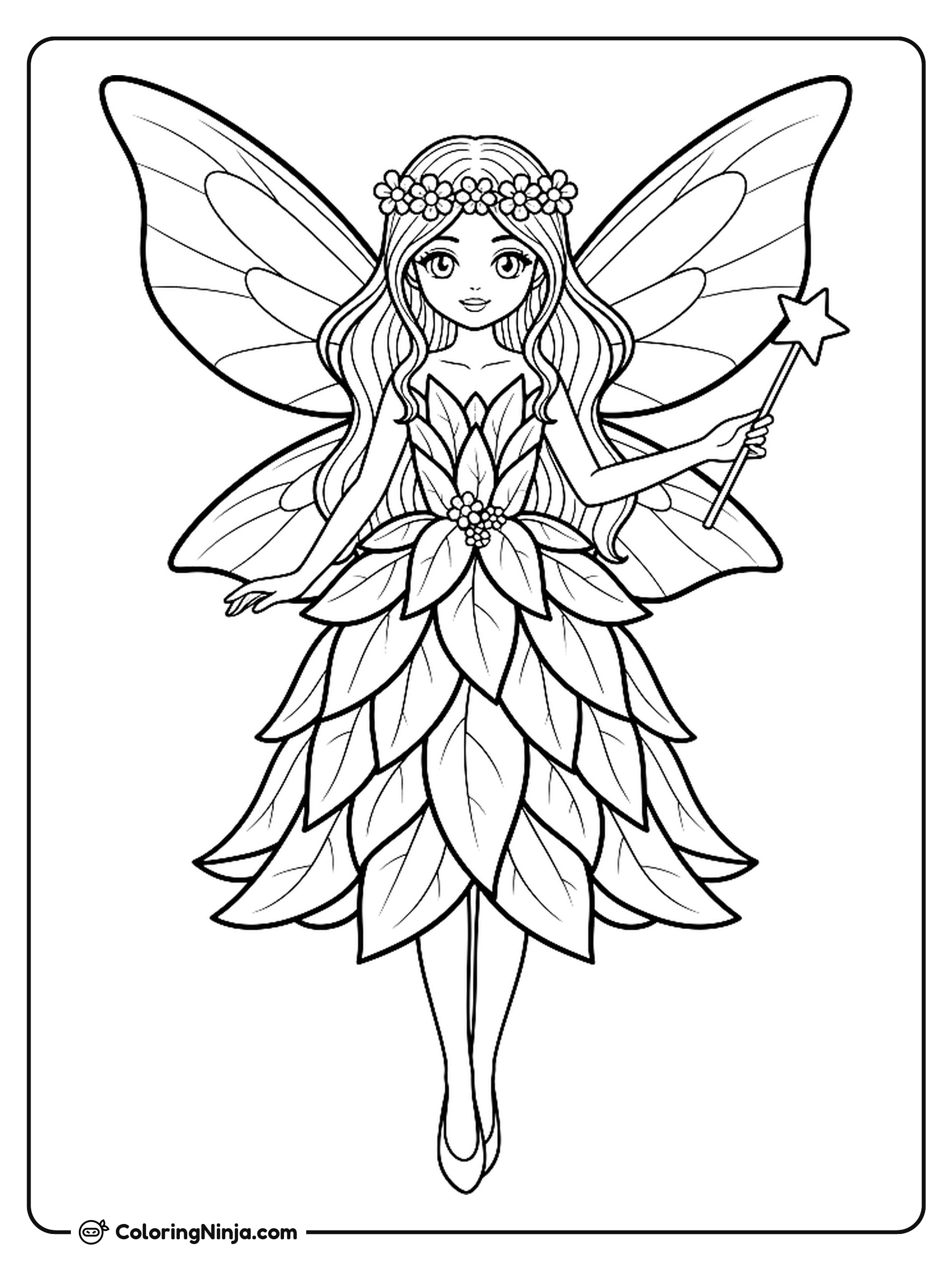 Anime Fairy Girl Coloring Page