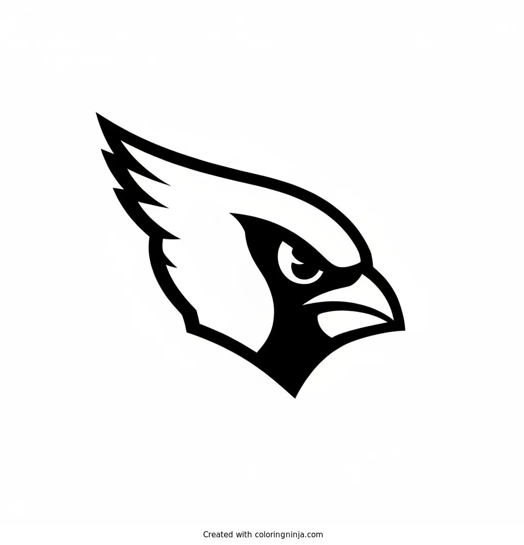 Logo de los Arizona Cardinals, dibujo para colorear: El logo de los Arizona Cardinals muestra el perfil de la cabeza de un pájaro cardenal mirando hacia la derecha.
