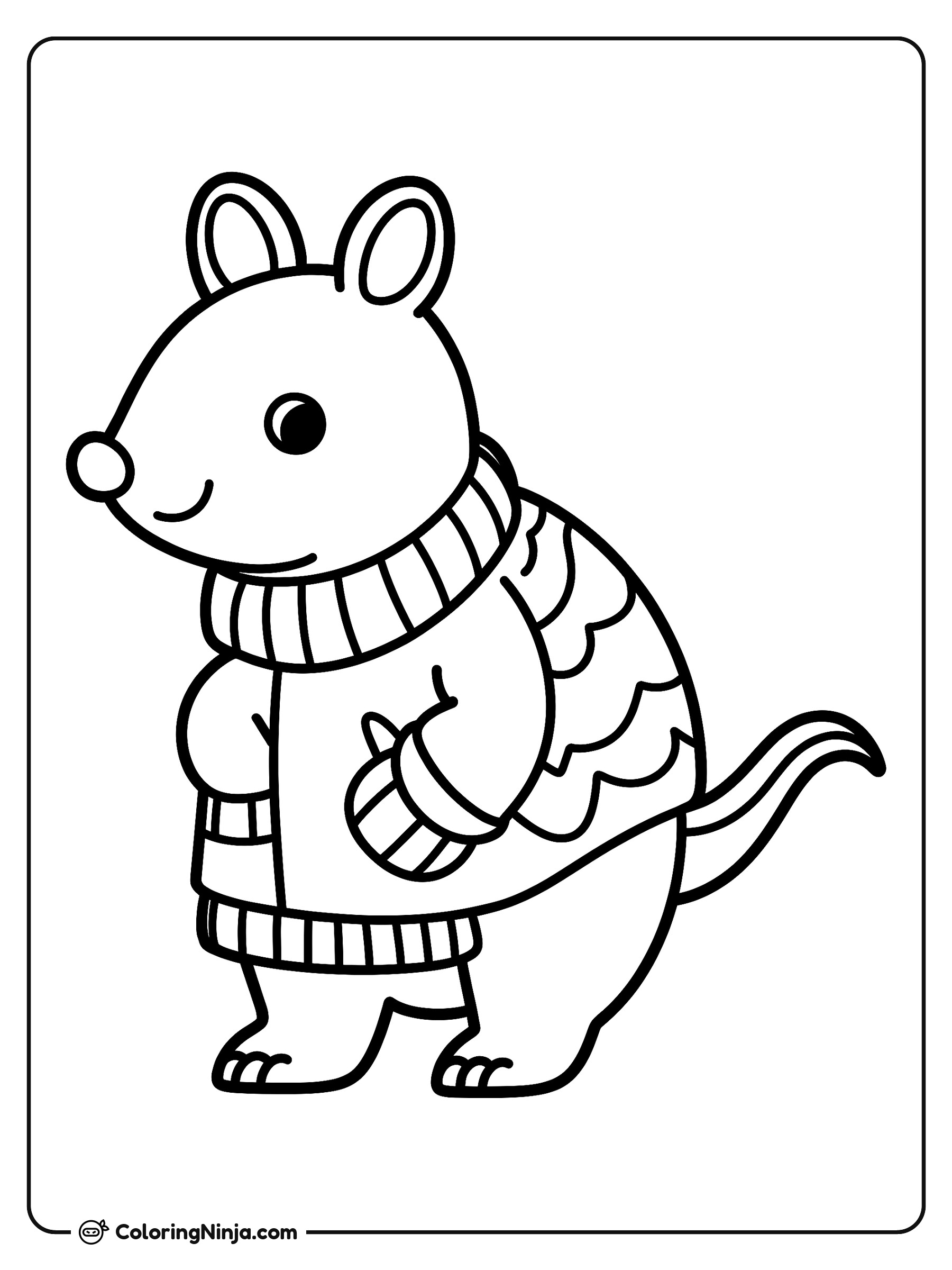 Un armadillo con un suéter acogedor: dibujo para colorear