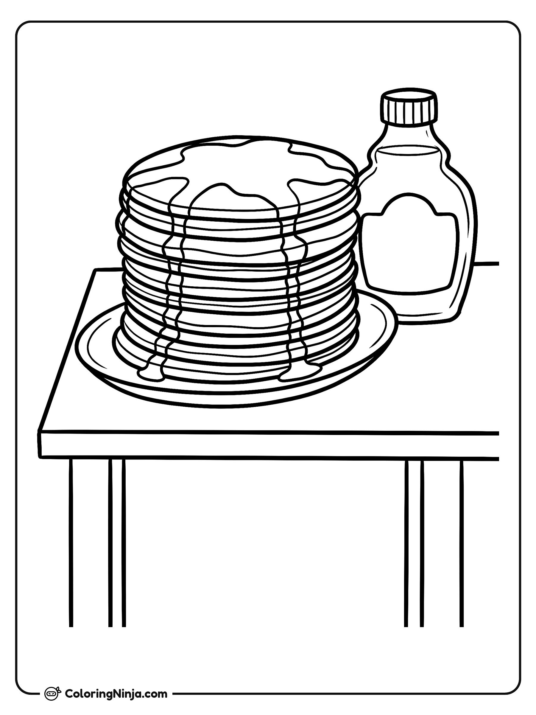 Torre de panqueques con jarabe de arce: dibujo para colorear