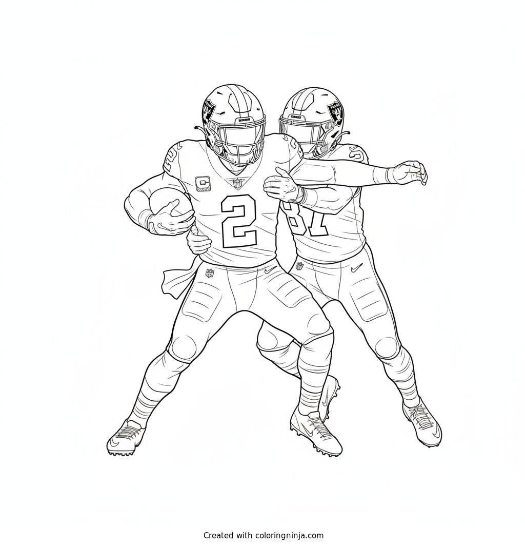 Ashton Jeanty Breaks A Tackle Coloring Page