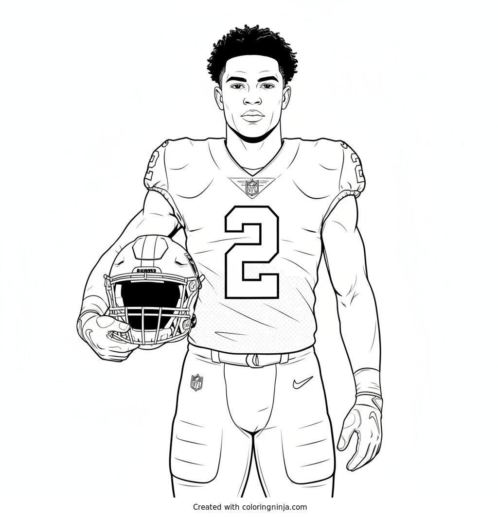 Ashton Jeanty Official Player Portrait Coloring Page