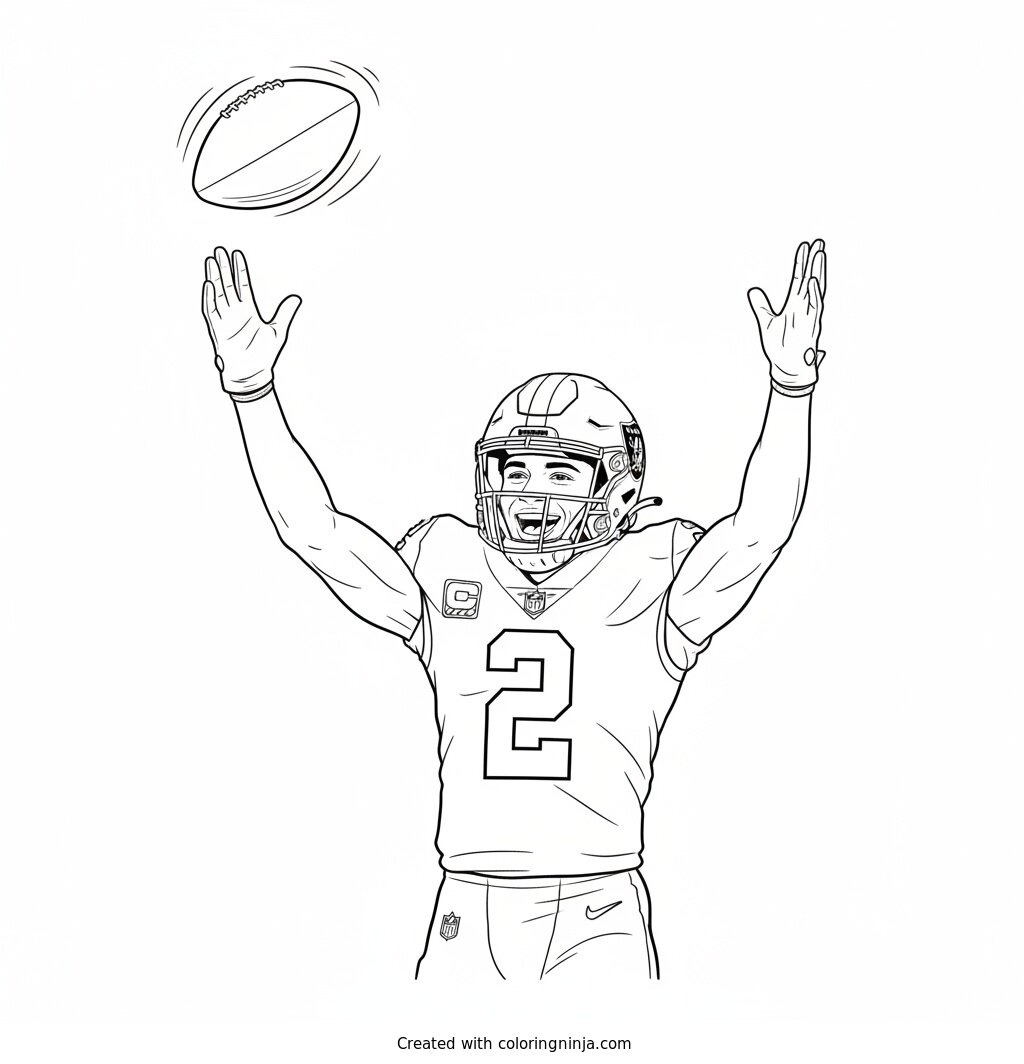 Ashton Jeanty Touchdown Celebration Coloring Page