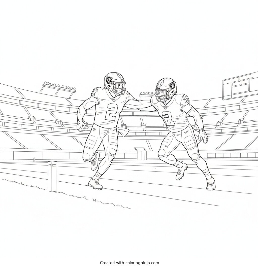 Ashton Jeanty Sideline Stiff Arm Coloring Page