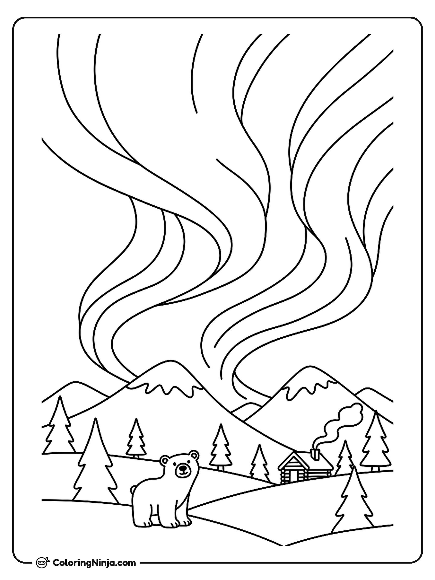 Northern Lights Coloring Page