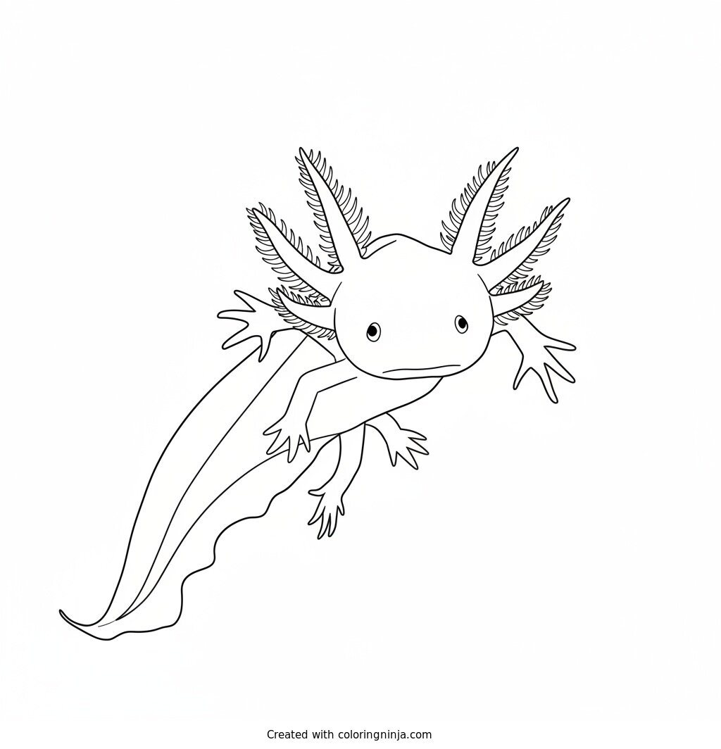 Coloring page of axolotl