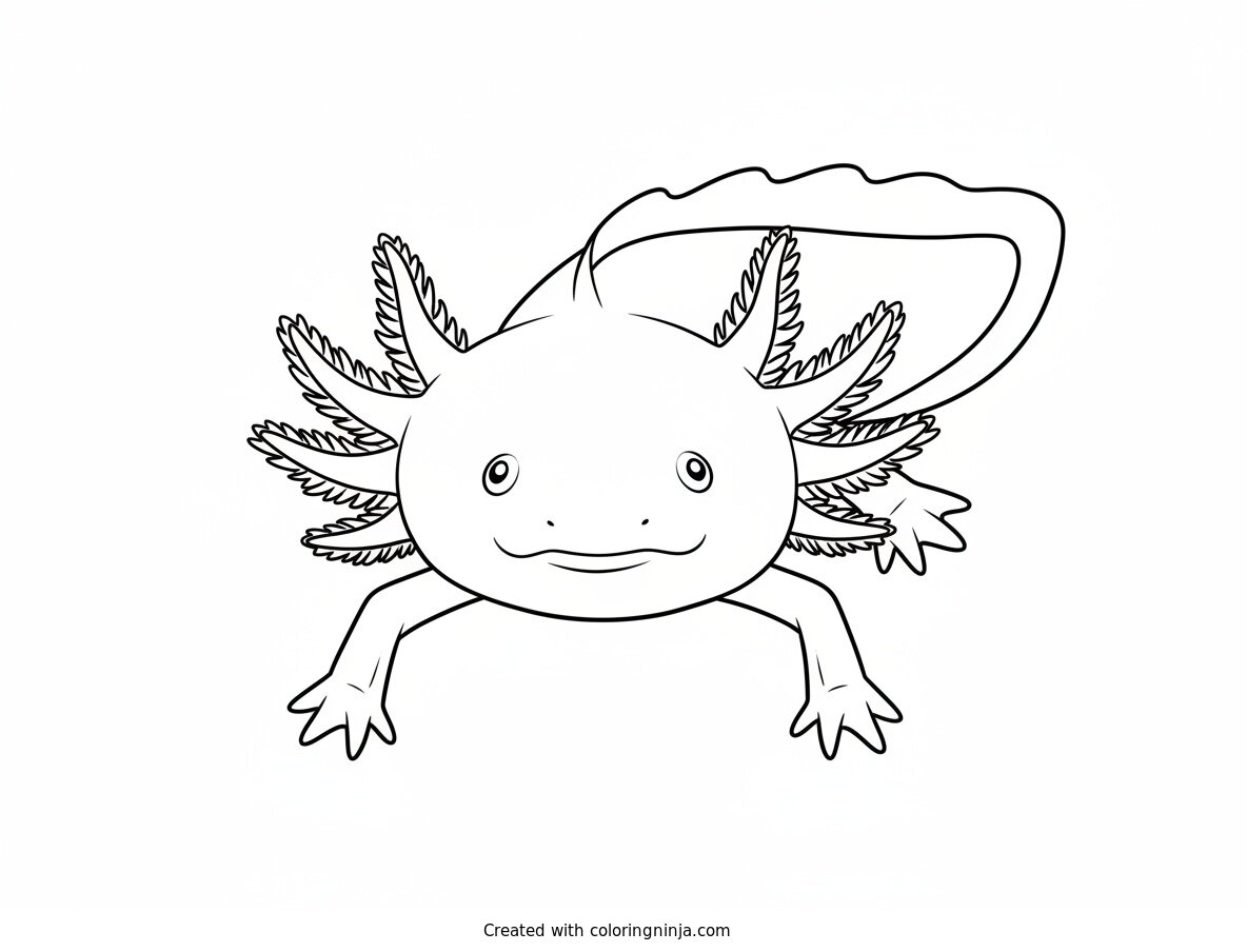 Coloring page of axolotl