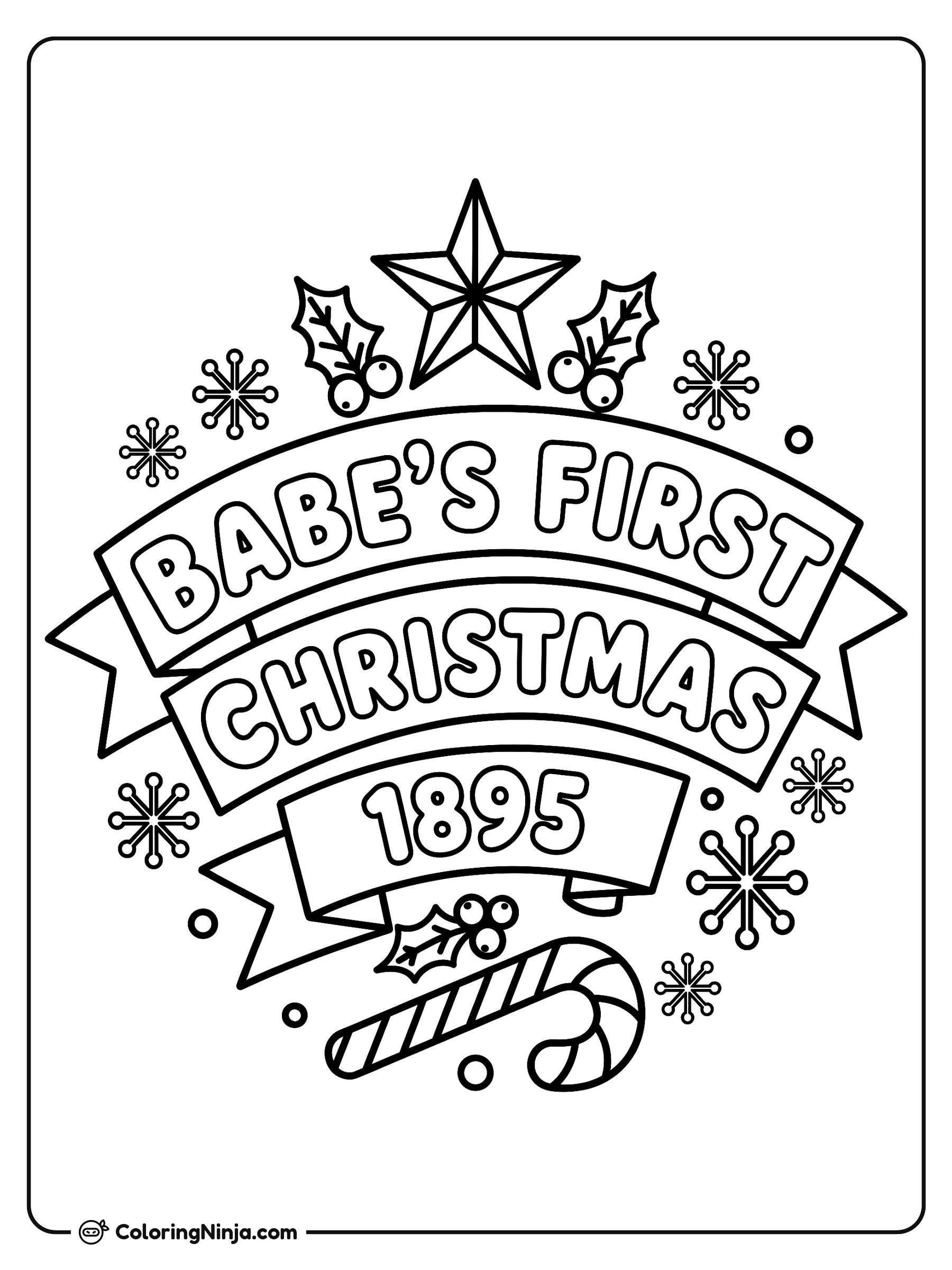 Babes First Christmas Text Logo Coloring Page