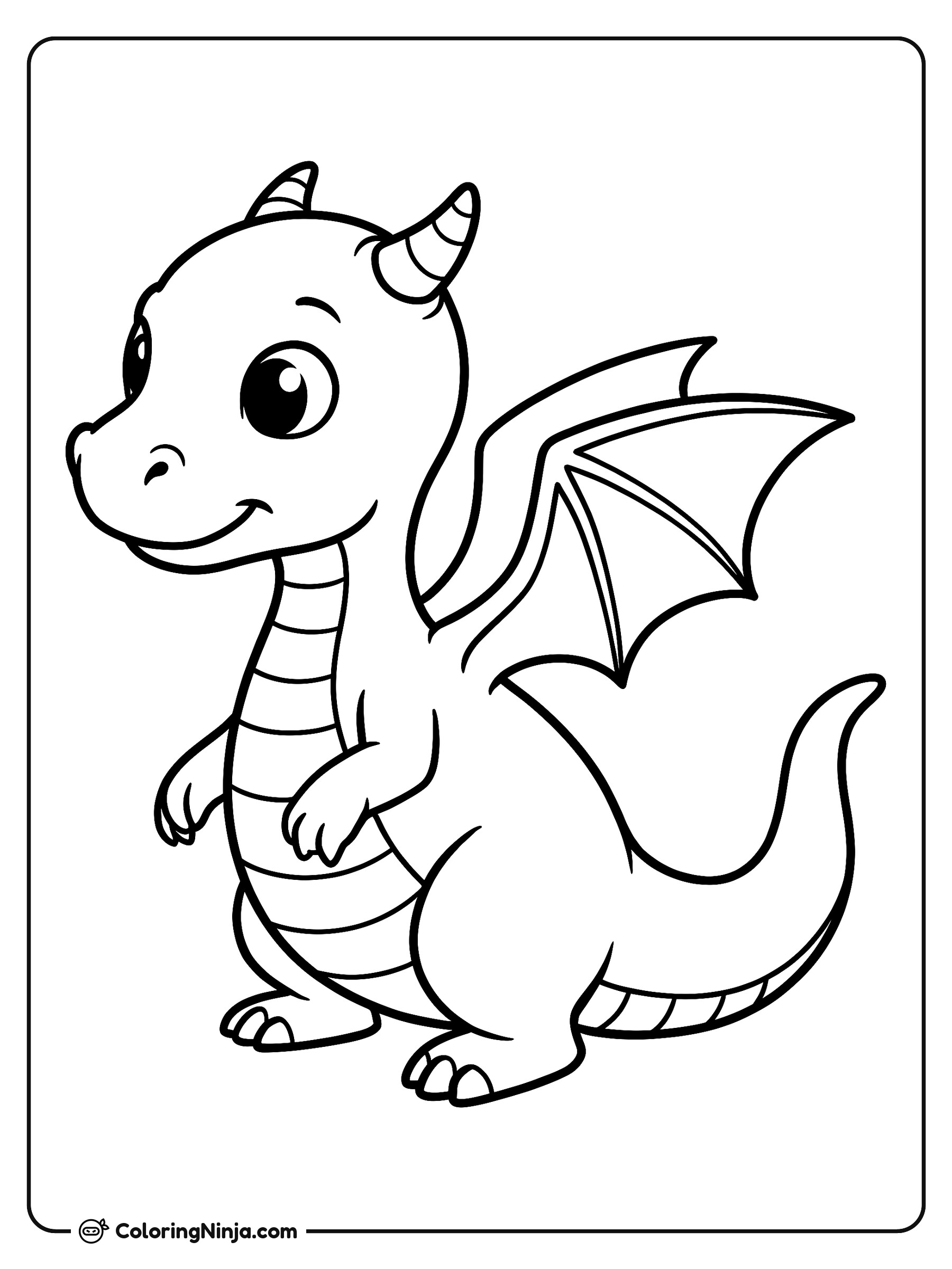 Un bebé dragón sonriente: dibujo para colorear