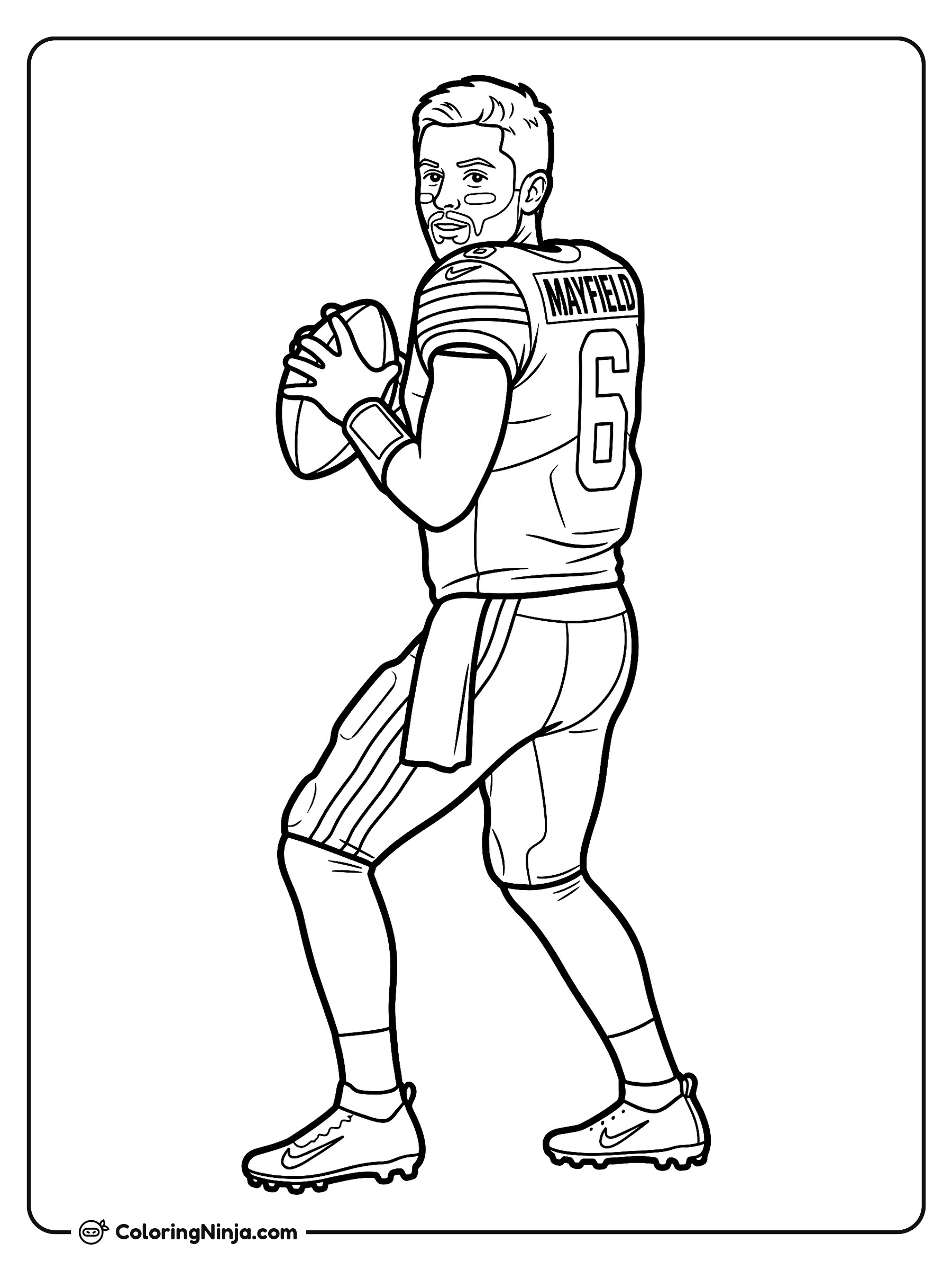 Baker Mayfield Scanning the Field Coloring Page