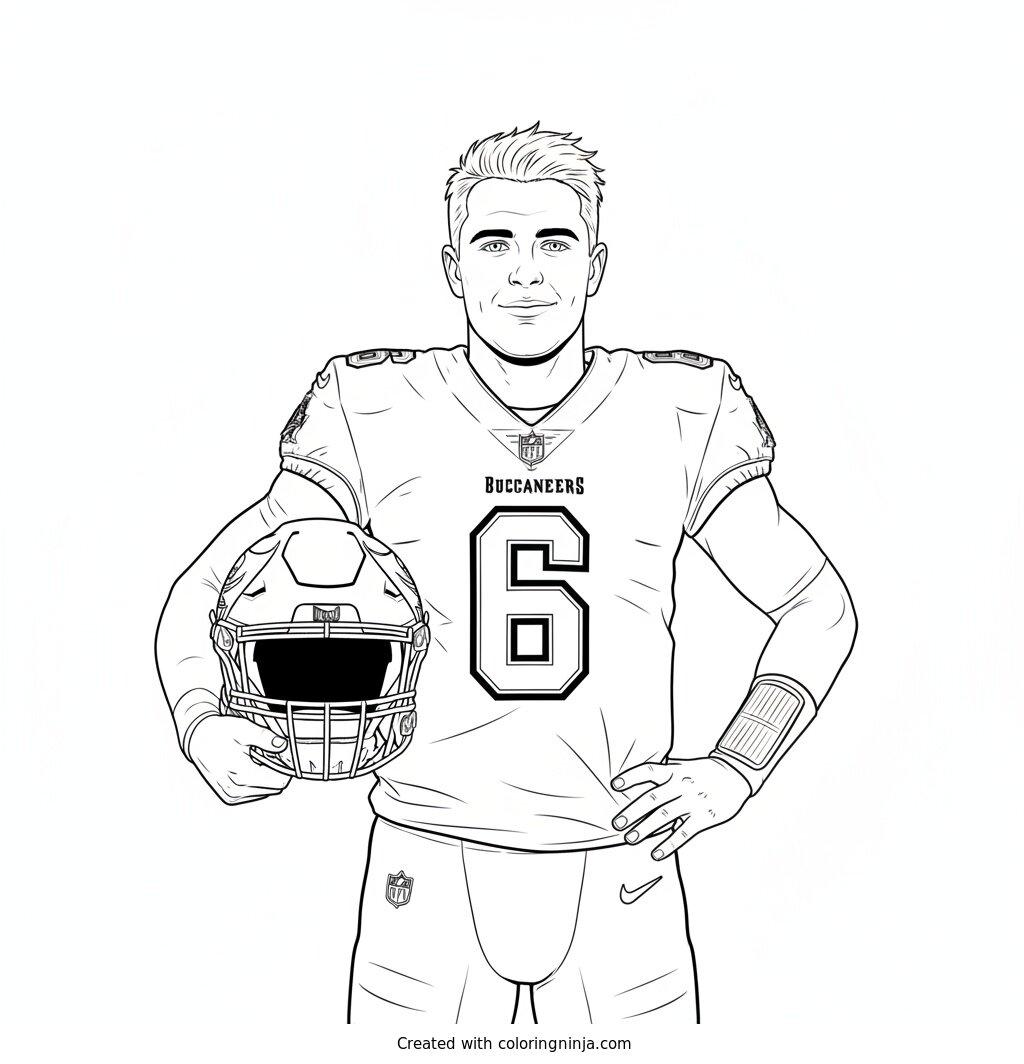 Baker Mayfield Sideline Helmet Portrait Coloring Page